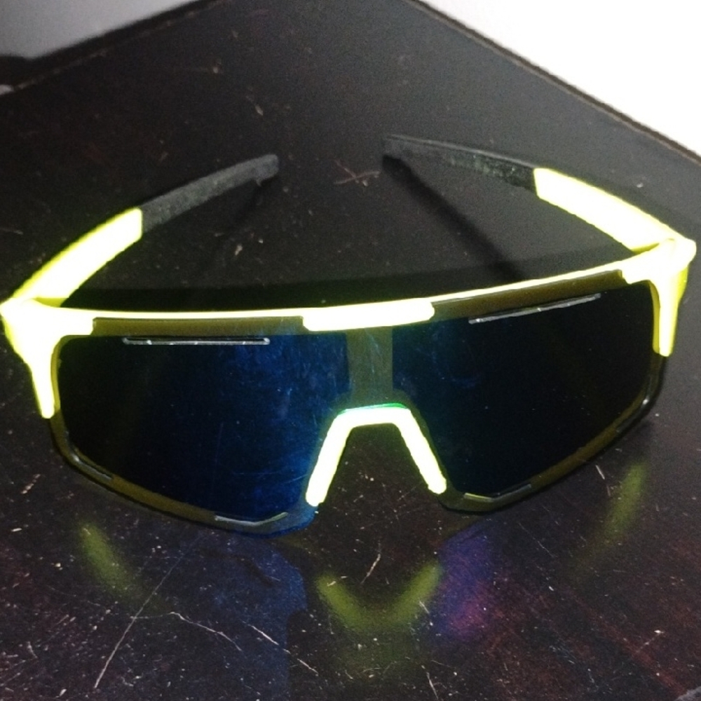 Neon Yellow and Black Sports Sunglasses